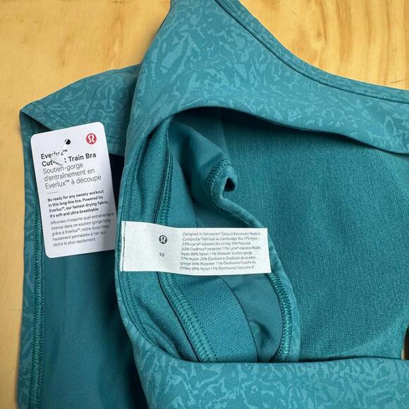 NWT Lululemon Everlux Cut-Out Training Bra – Crunch Teal Lagoon – Size 10 - Picture 5 of 7